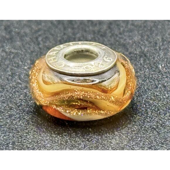 Chamilia Sterling Silver Shimmering Gold Murano Glass Charm #1 P19 - Picture 1 of 6